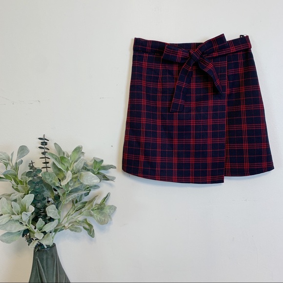 Dresses & Skirts - Navy Plaid Wrap Skirt Dresses & Skirts - Navy Plaid Wrap Skirt